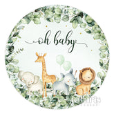 Oh Baby Dschungel Tier Thema Babydusche Kreis Hintergrund